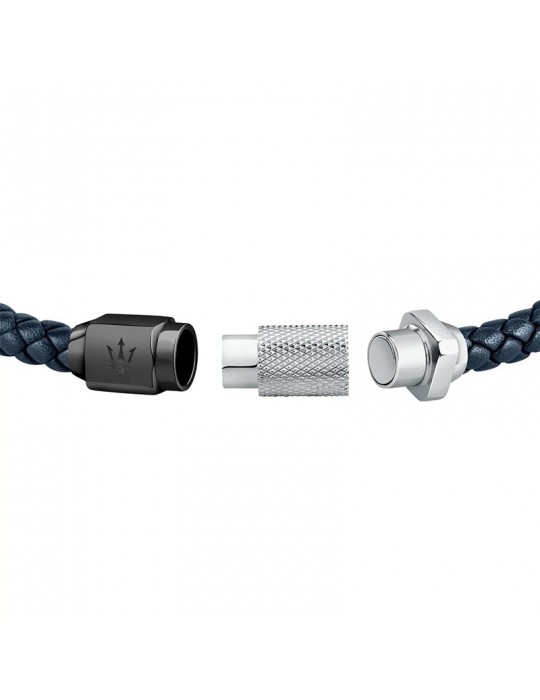 Maserati Bracelet - Jewels - Blue Leather - Recycled - Steel Clasp - JM223AVE19