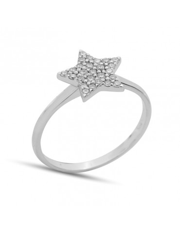 Buonocore - Hope Ring in 18K White Gold Star with White Diamonds 0.22 ct - 0
