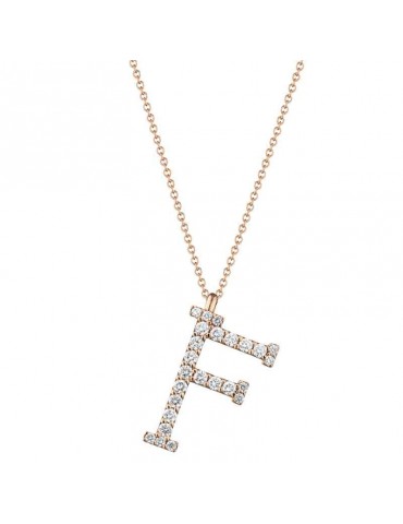 Buonocore Necklace - You Are 2.0 in 18K Rose Gold with Large Letter F and 0.47 ct Natural Diamonds - 0
