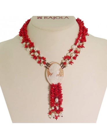 Rajola Necklace - Ercolaneum - Cameo - Red Coral - 544291