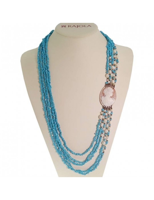 Rajola Necklace - Ercolaneum - Cameo - Turquoise Paste Spheres-544292L