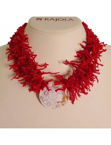 Rajola Necklace - Mermaids - Choker - Coral Fringes - Cameo-54430