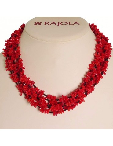 Collana Rajola - Bollicine - Corallo Rosso - Spinelli Neri - 544347