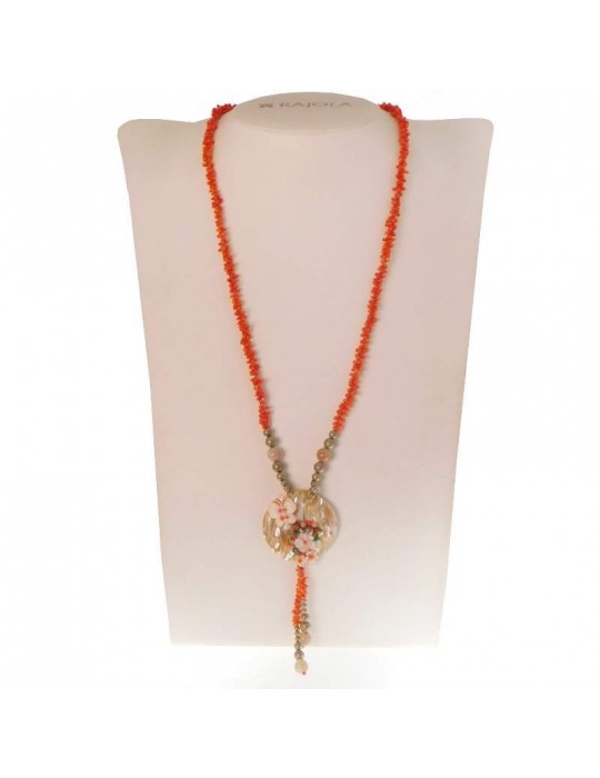 Rajola Necklace - Poetry - Long - Sciacca Coral - Cameo - 544601