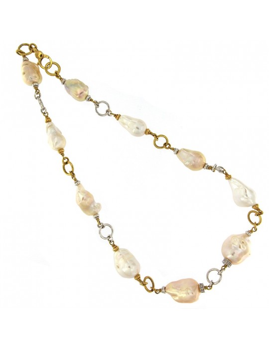 COLLANA DI ORO CON PERLE E DIAMANTI SILVIA KELLY - 0