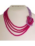Rajola Necklace - Hugs - Clear Amethyst - Bordeaux Jade -5462220C