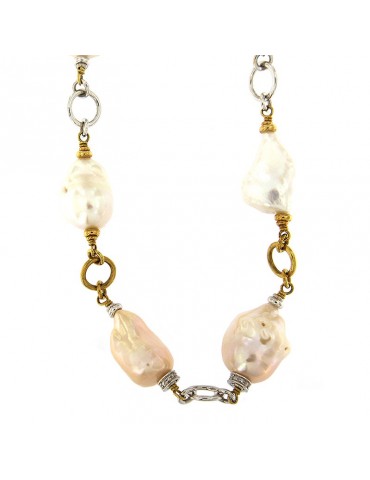 SILVIA KELLY GOLD NECKLACE WITH PEARLS AND DIAMONDS - 0 2