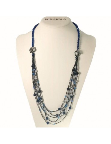Collana Rajola da Donna - Jazz - Agata Blu - Spinelli Neri - 546812