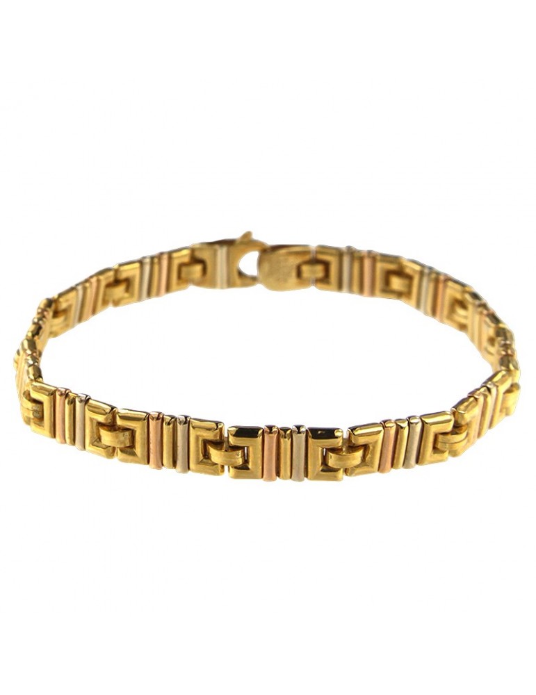 Chimento Bracelet - Tradition Gold in Yellow Gold with Greek Mesh - 21.5 cm - 0