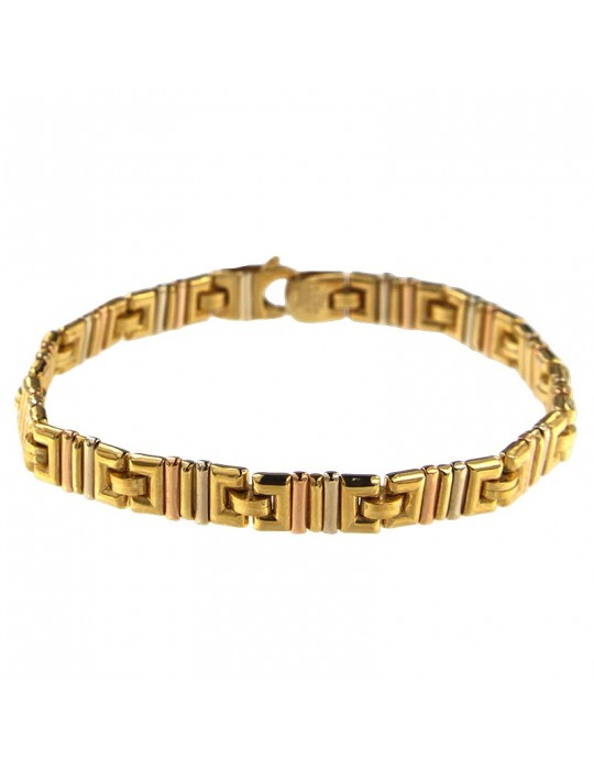 Chimento Bracelet - Tradition Gold in Yellow Gold with Greek Mesh - 21.5 cm - 0