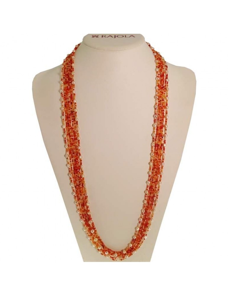 Rajola Necklace - Waltz - Long - Carnelian - Rosy Pearls - 5469921L