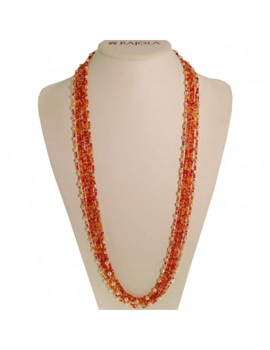 Rajola Necklace - Waltz - Long - Carnelian - Rosy Pearls - 5469921L