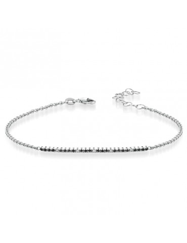 Women's Tennis Bracelet - Lelune Diamonds in 18K White Gold with White and Black Diamonds 0.10 ct - 0
