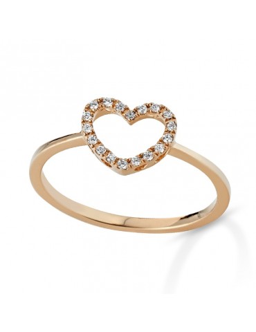 Anello Lelune Diamonds - Oro Rosa - Cuore - Diamanti - LDRNDM006P