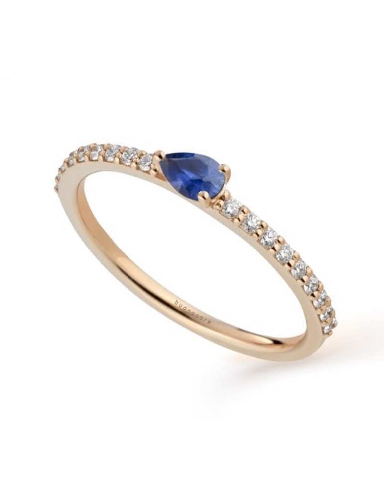 Anello Buonocore - Playful - Oro Rosa - Diamanti - Zaffiro Blu - 1282A06MP