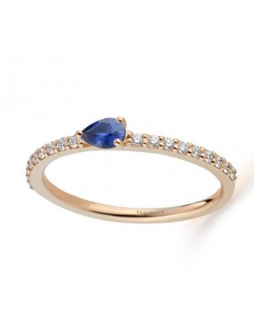 Buonocore Ring - Playful in 18K Rose Gold with Natural Diamonds and Drop Blue Sapphire - 0 2