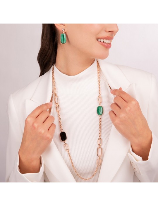 Bronzallure Necklace - Variegated - Long - Rolò - Stones-WSBZ02092.BO+GM