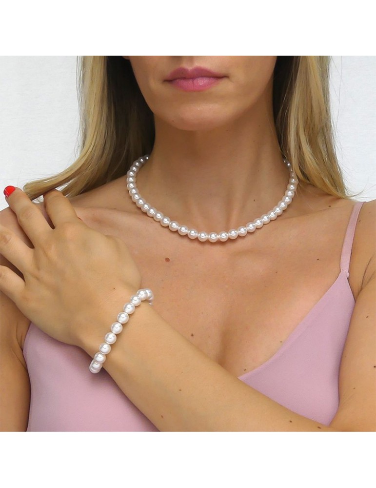 Boccadamo Necklace - String of Pearls - 8 mm - Silver Clasp - GR813