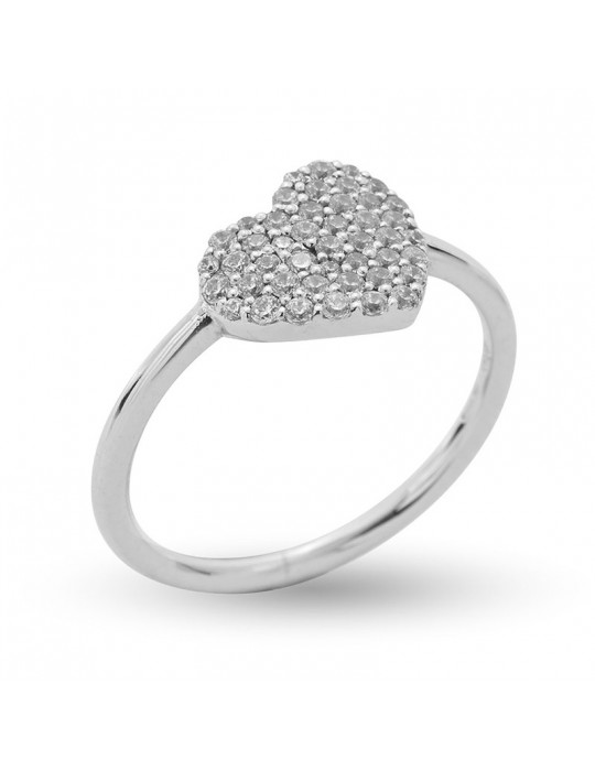 Buonocore - Hope ring in 18K White Gold Heart with White Diamonds 0.39 ct - 0