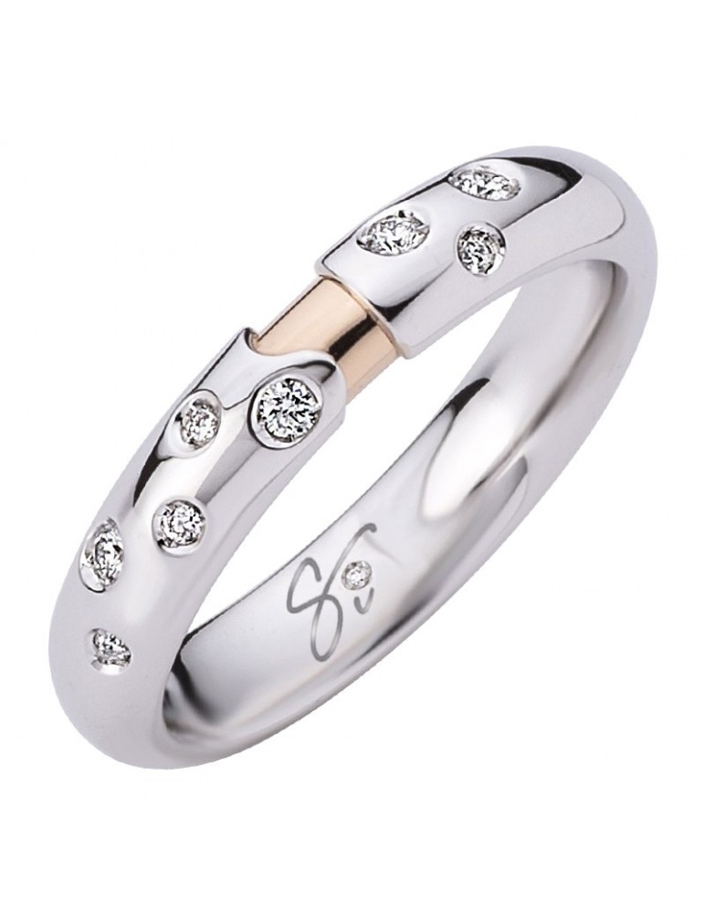 Fede Polello Donna - Oro Bianco - Oro Rosa - Diamanti 0,08 ct - 3273DGB