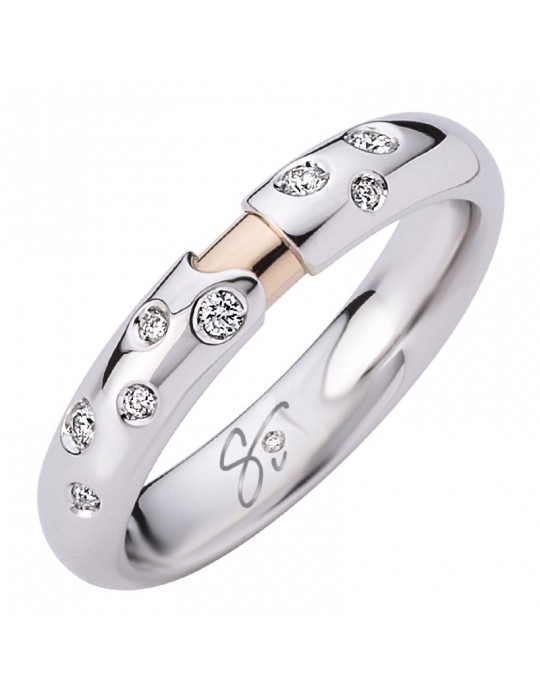 Fede Polello Donna - Oro Bianco - Oro Rosa - Diamanti 0,08 ct - 3273DGB