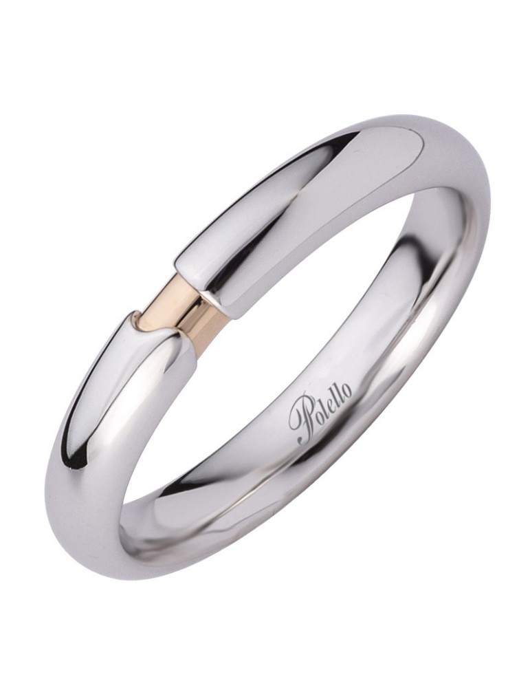 Polello men's wedding ring - in 18-karat white and rose gold - 0