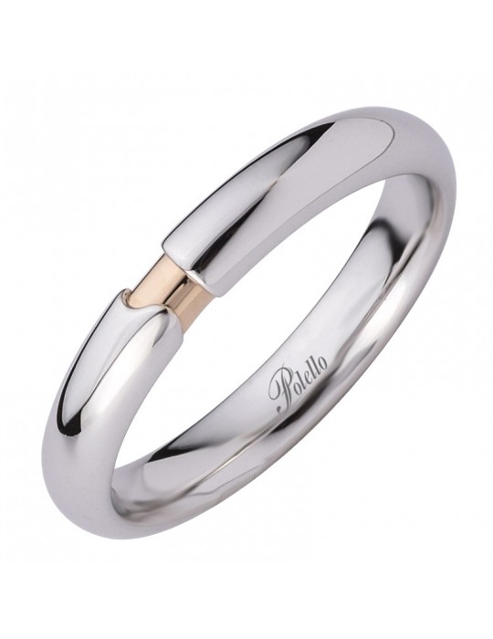 Polello men's wedding ring - in 18-karat white and rose gold - 0