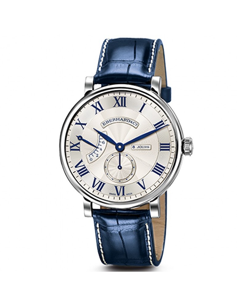 Eberhard Men's Watch - 8 Jours Grande Taille Mechanical Manual 41mm White Blue - 0