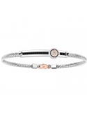 Zancan Men's Bracelet - Insignia Explorer in 18K White Gold with Wind Rose and 0.16 ct Black Diamonds - 0