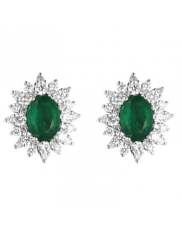 Davite&Delucchi Earrings - Rosetta in 18K White Gold with Natural Diamonds and 1.50 ct Emeralds - 0