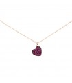 Buonocore Woman's Necklace - Rose Gold with Heart and Rubies - 0