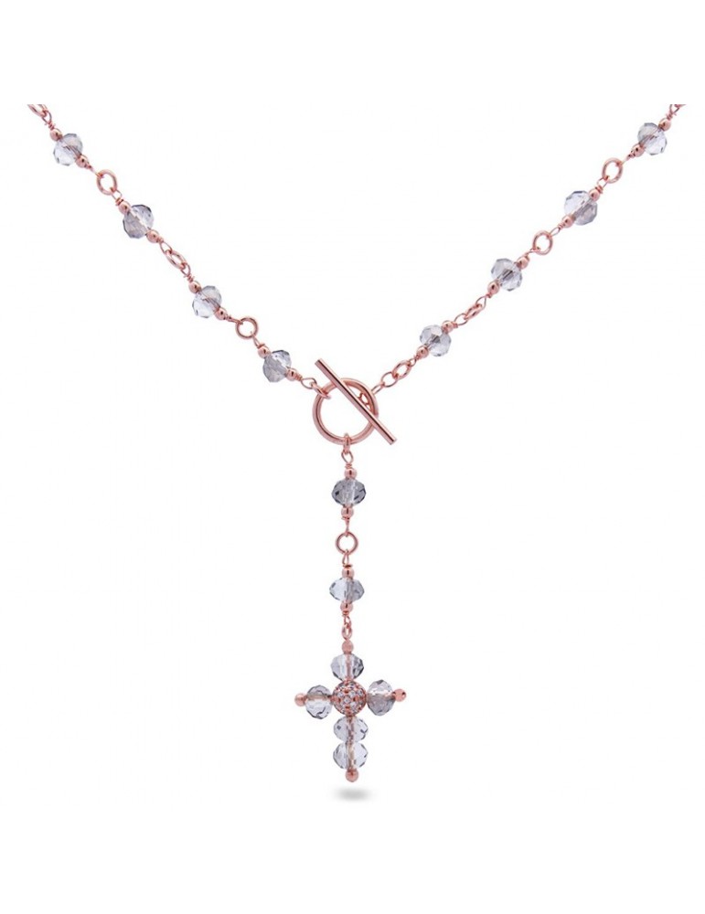 Girocollo Rue Des Mille -Crystal Rainbow-Croce-Cristalli Grigi-GR015M2