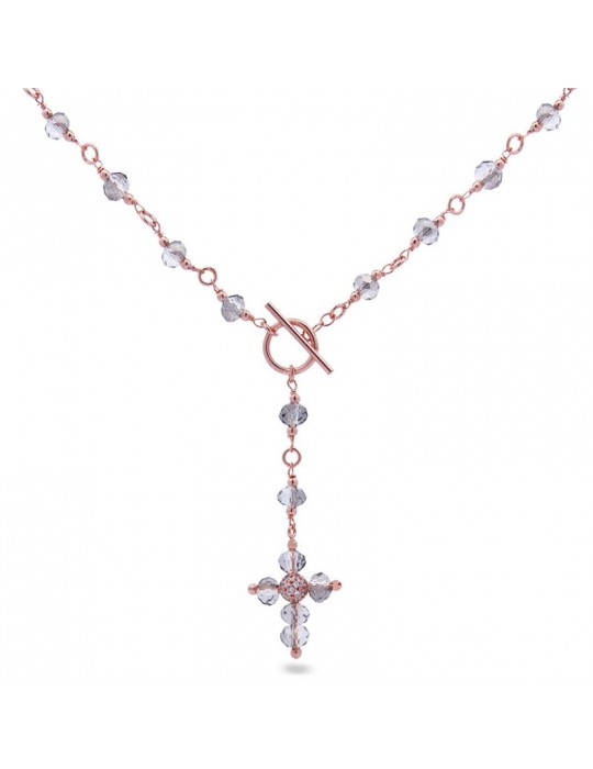 Rue Des Mille Necklace -Crystal Rainbow-Cross-Grey Crystals-GR015M2