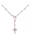Rue Des Mille Necklace -Crystal Rainbow-Cross-Grey Crystals-GR015M2
