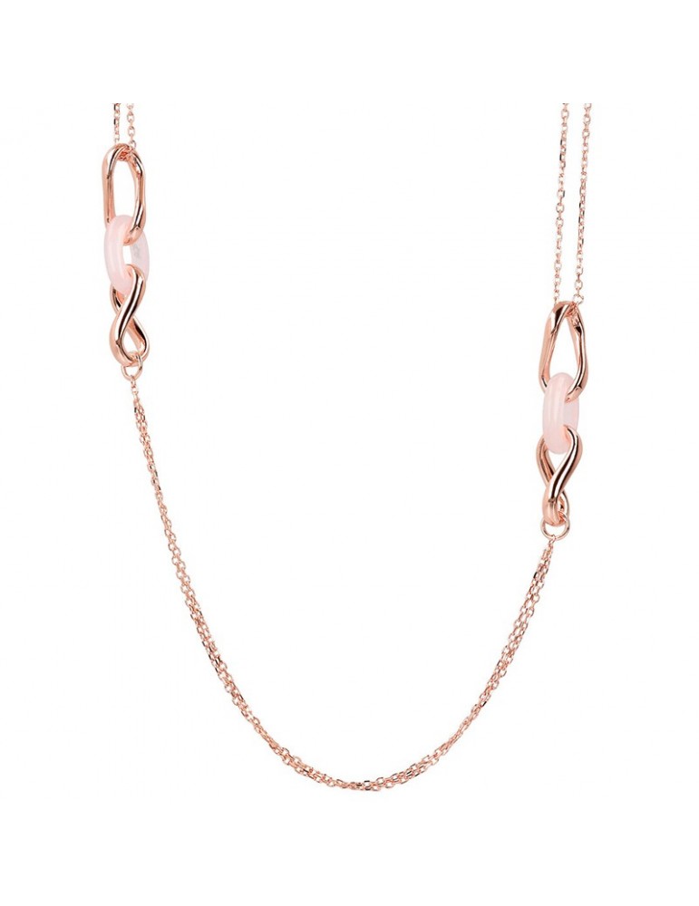 Bronzallure Necklace - Variegated - Intertwined-Rose Quartz-WSBZ02037.PQ