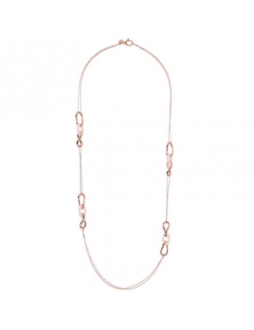 Bronzallure Necklace - Variegated - Intertwined-Rose Quartz-WSBZ02037.PQ 2
