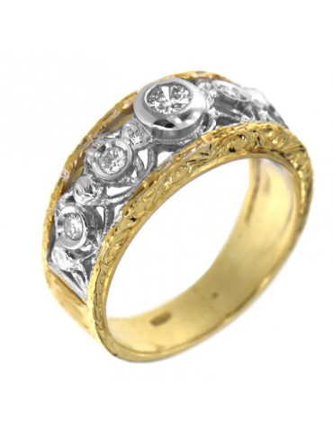 Anello Picca Donna - in Oro Giallo con Diamanti - 0