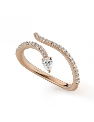Buonocore - Eden Ring in 18K Rose Gold Snake with White Diamonds - 0