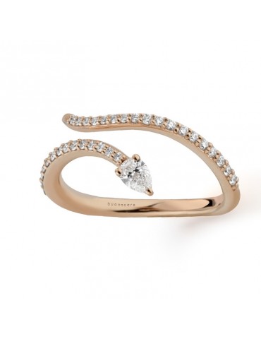 Buonocore - Eden Ring in 18K Rose Gold Snake with White Diamonds - 0 2