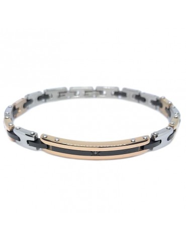 Bracciale Zancan Uomo - Hi-Teck - Acciaio 316L PVD Nero - Rose Gold - EHB215