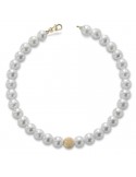 Lelune Young Woman's Bracelet - with 4,5-5mm Freshwater Pearls and 18K Yellow Gold Sphere - 0
