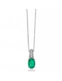 Collana Miluna Donna - Oro Bianco - Smeraldo - Diamanti Naturali - CLD4537