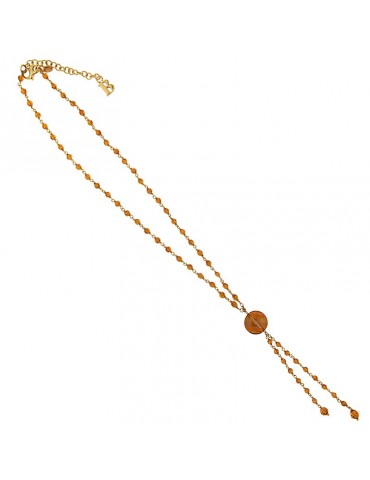 Boccadamo Necklace-925% Silver Golden-Orange Crystals-Quartz-GR166D 2
