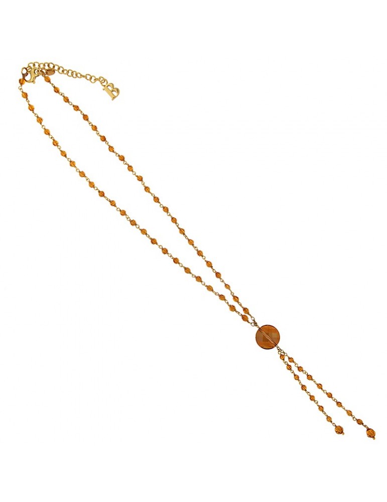 Collana Boccadamo-Argento 925% Dorato-Cristalli Arancioni-Quarzo-GR166D