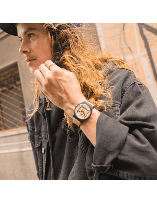 Swatch Watch - Untitled by Jean-Michel Basquiat 41mm Beige Black - 0