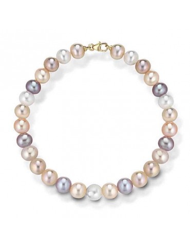Lelune Young Woman's Bracelet - with 6,5-7mm Multicolor Freshwater Pearls and 18K Yellow Gold Clasp - 0
