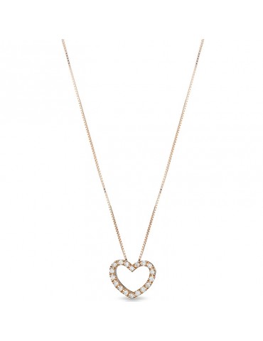 Collana Lelune Diamonds - Oro Rosa - Cuore - Diamanti 0,06 ct - LDPLDM006P