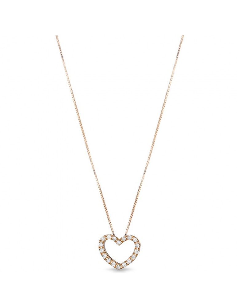Collana Lelune Diamonds - Oro Rosa - Cuore - Diamanti 0,06 ct - LDPLDM006P