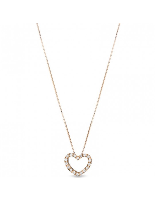 Collana Lelune Diamonds - Oro Rosa - Cuore - Diamanti 0,06 ct - LDPLDM006P