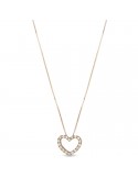 Lelune Diamonds Woman's Necklace - in 18K Rose Gold with Heart and Natural Diamonds 0.06 ct - 0